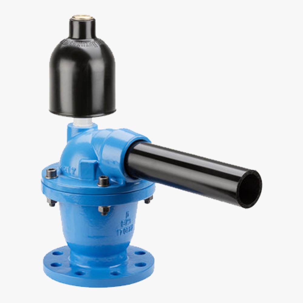 Air Release Valve, double orifice with travelling valve, PE pipe outlet and insect protection grid